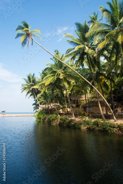 Obraz A view of the lagoon and the Arabian sea at Cola Beach, Goa, India