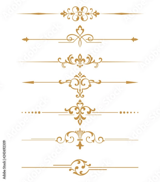 Fototapeta Vintage set. Floral elements for design monograms, invitations, frames, menus and labels. Graphic design of the website, cafes, boutiques, hotels, wedding invitations.