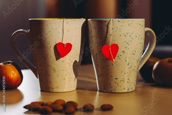 Obraz two tea cups with hearts