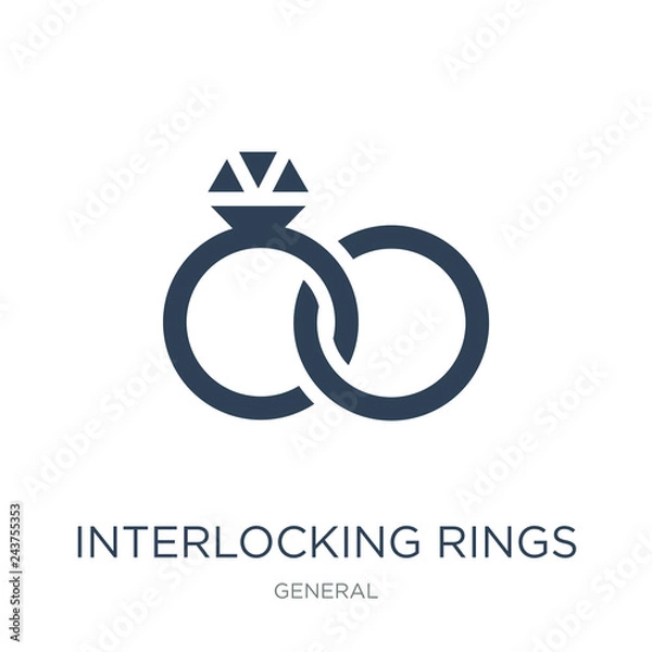 Obraz interlocking rings icon vector on white background, interlocking