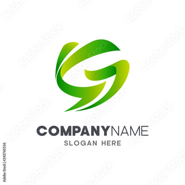 Obraz green letter g logo design