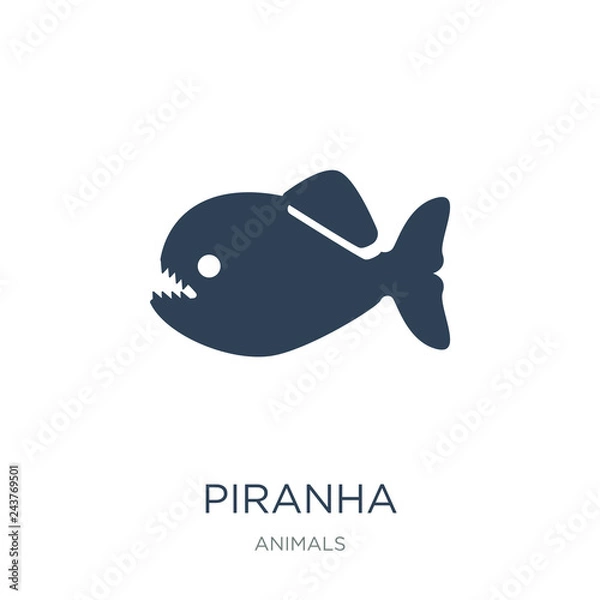 Obraz piranha icon vector on white background, piranha trendy filled i