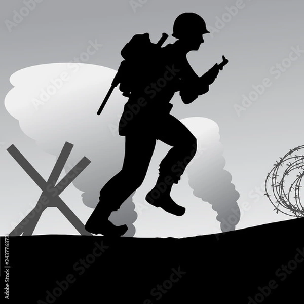Fototapeta Original illustration of the allied D-Day invasion of Europe in 1944.
