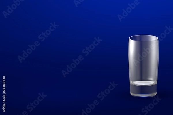 Fototapeta 3D illustration of alcohol free drinks ordinary glass on blue - mockup with place for your text - drinking glass render