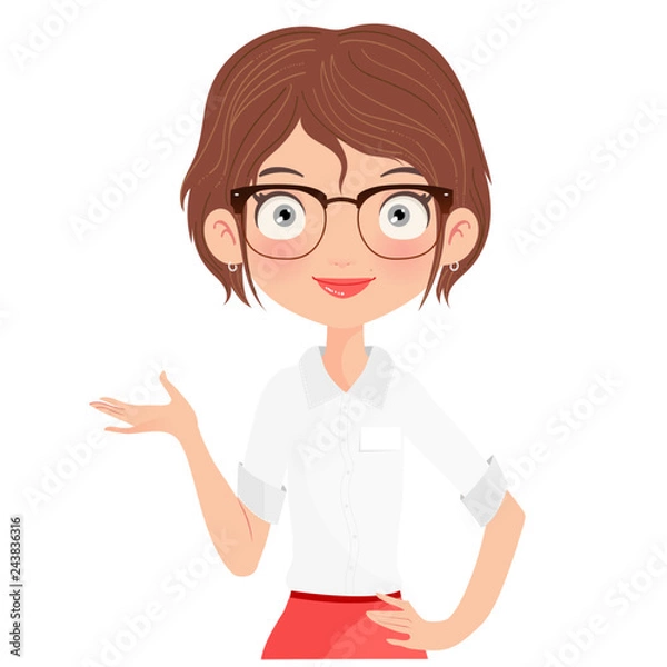 Obraz Brunette receptionist presenting