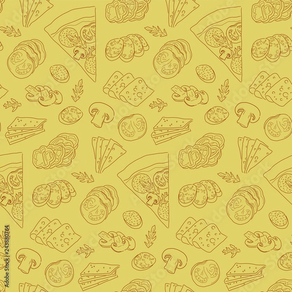 Fototapeta seamless pizza pattern