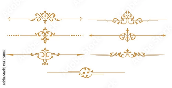 Fototapeta Vintage set. Floral elements for design monograms, invitations, frames, menus and labels. Graphic design of the website, cafes, boutiques, hotels, wedding invitations.