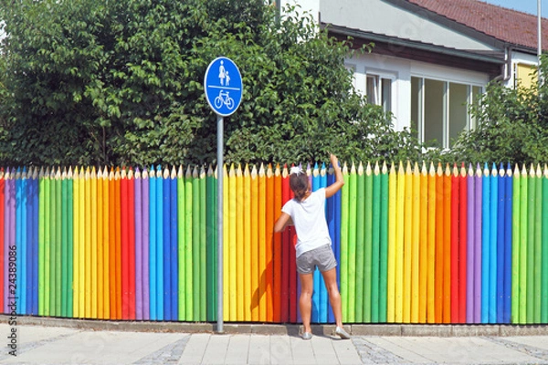 Obraz zaun, buntstifte, streichen