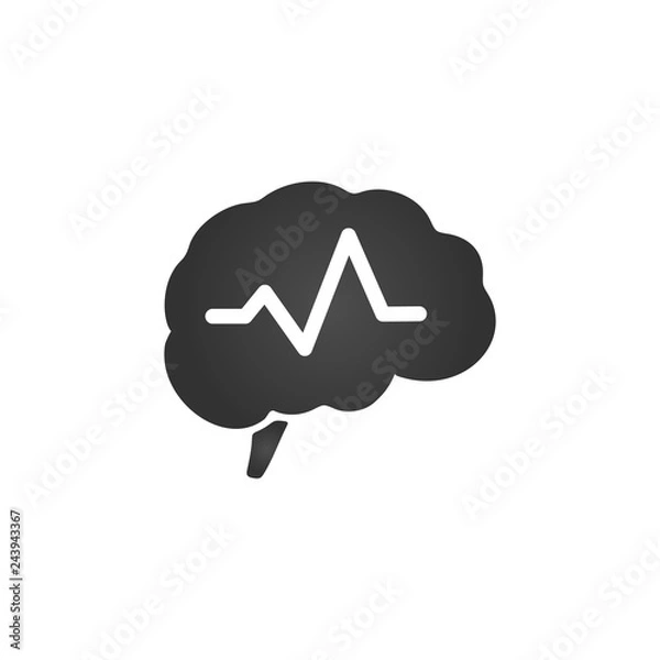 Fototapeta Brain with pulse symbol illustration design. Vector illustration isolated on white background.