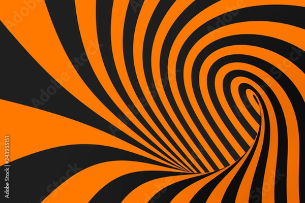 Fototapeta Tunnel optical 3D illusion raster illustration. Contrast lines background. Hypnotic stripes ornament. Psychedelic, abstract art