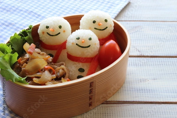 Obraz 雪だるまのお弁当