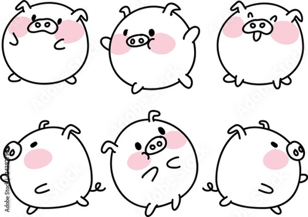 Obraz cartoon fat cute pig