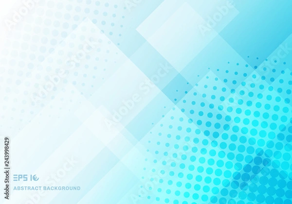 Obraz Abstract technology squares overlapping with halftone blue background