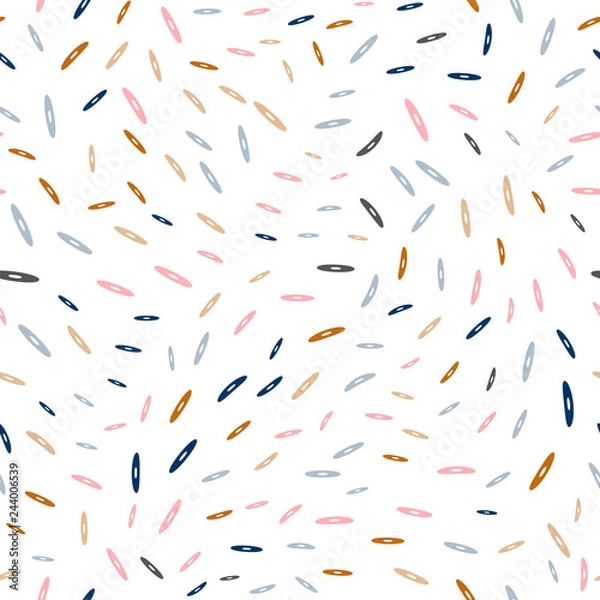 Fototapeta Vector organic seamless abstract background, botanical motif with stylized small leaves, freehand doodles pattern.