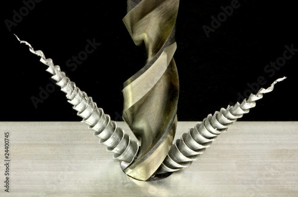 Obraz Bohrer mit Aluminium-Spänen