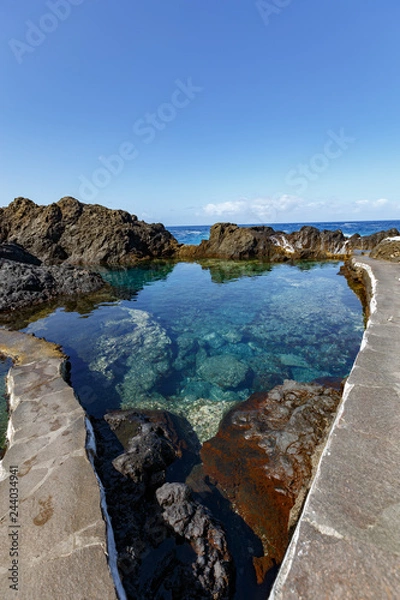 Fototapeta El Caleton de Garachico. Wide angle view of one of natural pools in Garachico, Tenerife, Spain