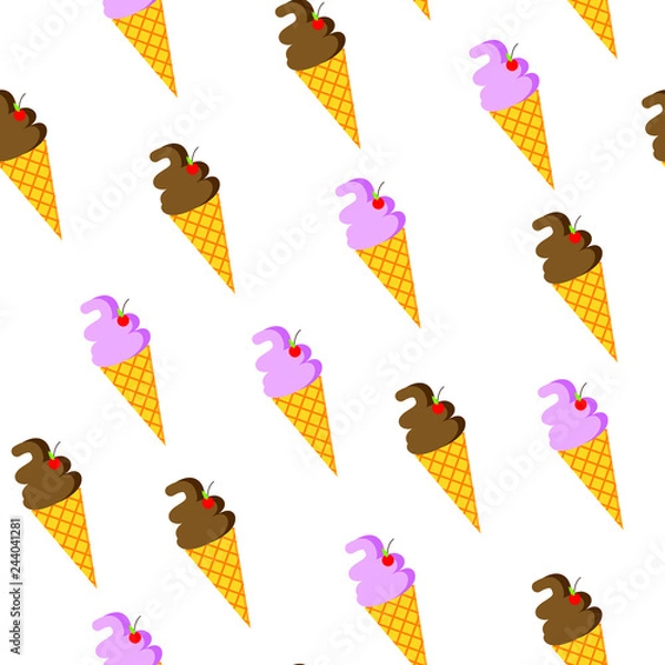 Fototapeta Ice-cream colorful pattern on white backgrund vector illustration flat desing
