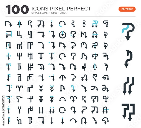 Fototapeta 100 Set of icons such as Down arrow, arrow