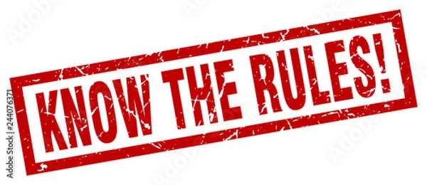 Obraz square grunge red know the rules! stamp