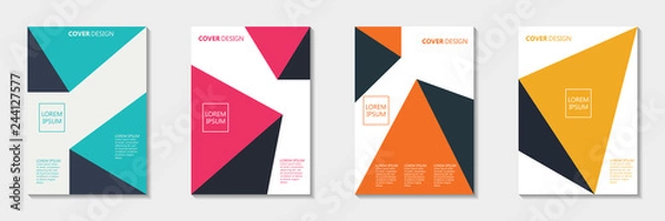 Fototapeta Set of abstract cover design. Annual report, pamphlet, presentation, brochure. Front page, book cover layout design. Cover design template.