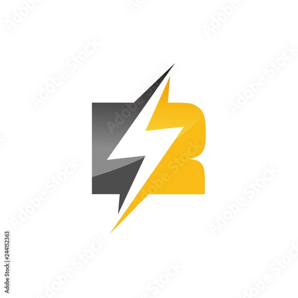 Fototapeta Initial letter R logo template lighting bolt design for business and company identity