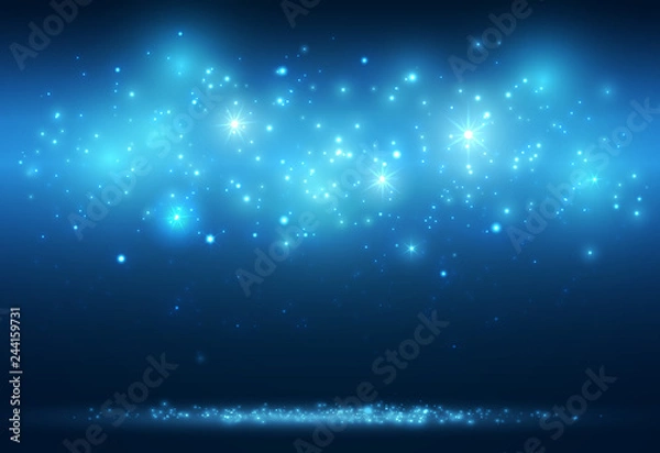 Obraz Lights on blue background bokeh effect.