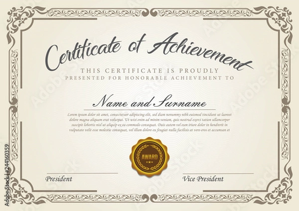 Obraz Vintage certificate template