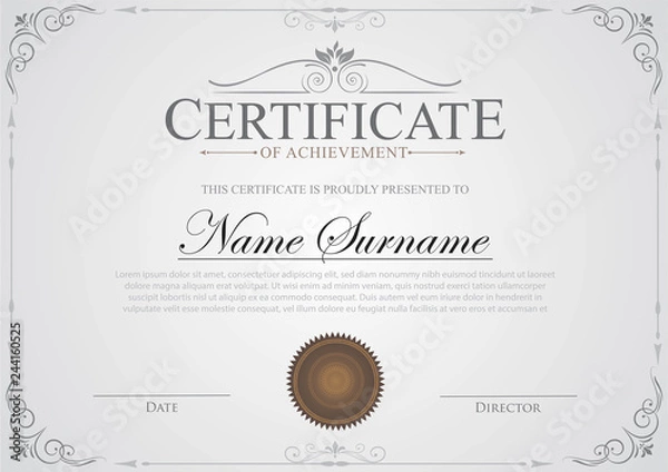 Fototapeta Certificate template gray color background
