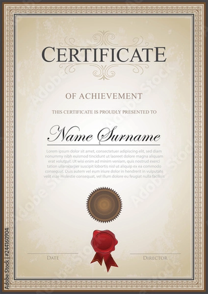 Obraz Antique certificate template