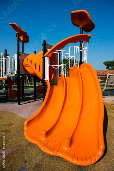 Fototapeta playgrounds in the garden and blue sky