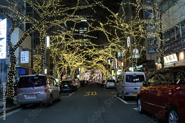 Obraz 東京中央区銀座付近の街路イルミネーション