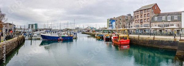 Fototapeta Boats Moored at the Barbican in Plymouth, Devon