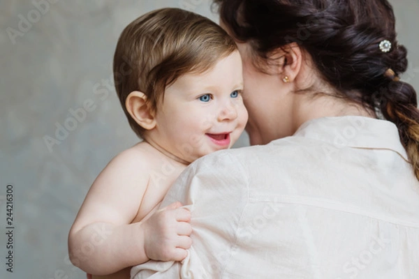 Fototapeta Little baby in the arms of my mother