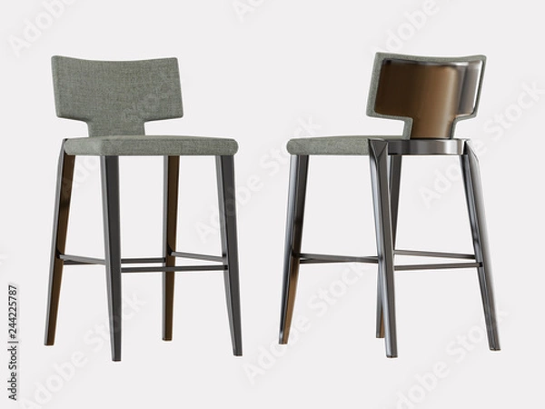 Fototapeta Two high bar stool on a white background 3d rendering