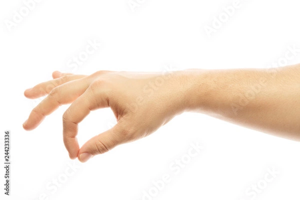 Obraz A person's hand holds an invisible object.