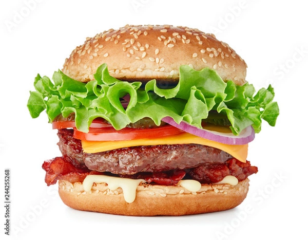 Obraz hamburger isolated on white background