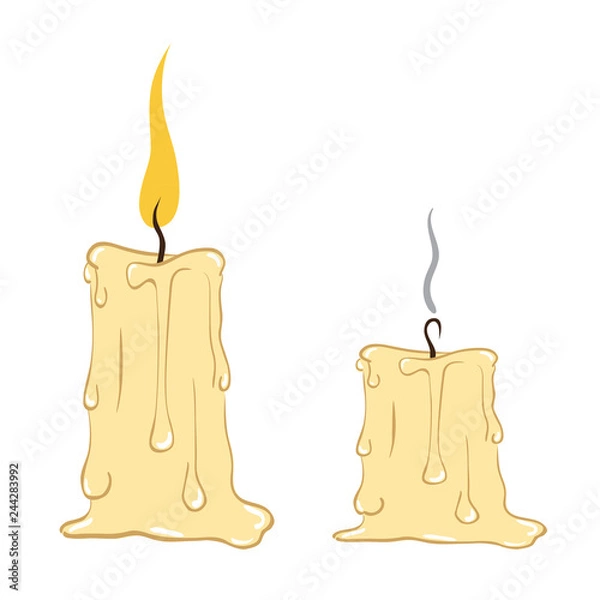 Obraz Burning and extinguished candle with dripping wax