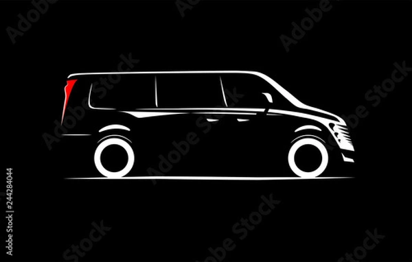 Fototapeta simple silhouette contour minibus