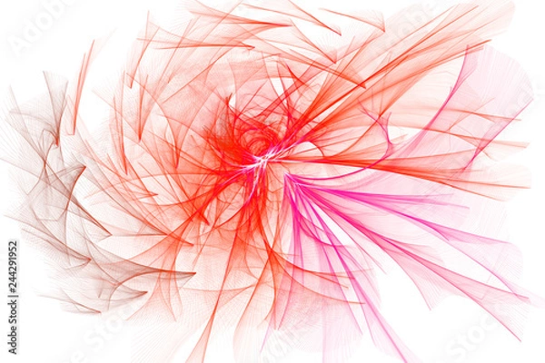 Obraz Modern abstract art, colorful lines and waves on a white background.