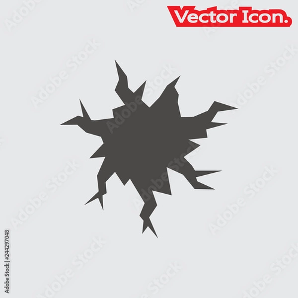 Fototapeta Broken glass icon isolated sign symbol and flat style for app, web and digital design. Vector illustration.