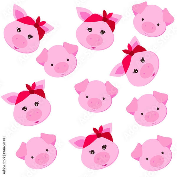 Obraz cute pig pattern