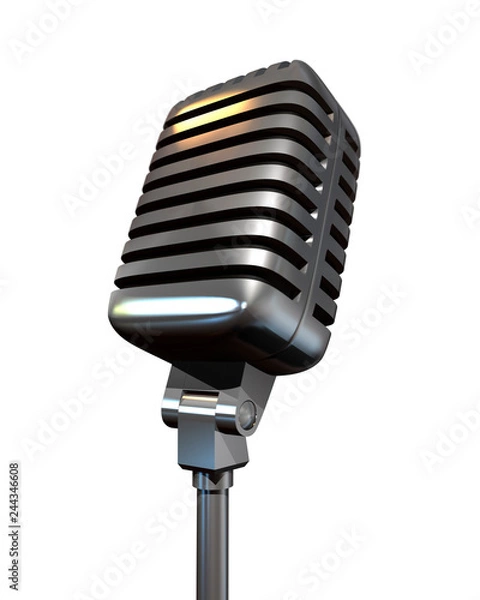 Fototapeta Retro microphone isolated on white background