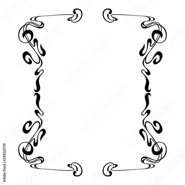 Fototapeta Empty decorative vintage  frame. Art Nouveau style ornamental border for your design