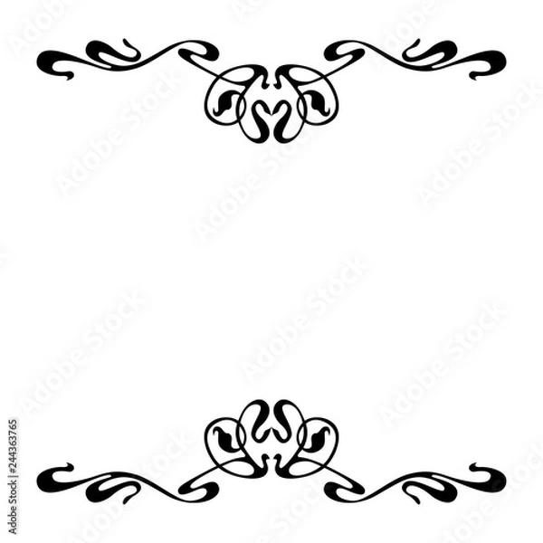 Fototapeta Empty decorative vintage  frame. Art Nouveau style ornamental border for your design