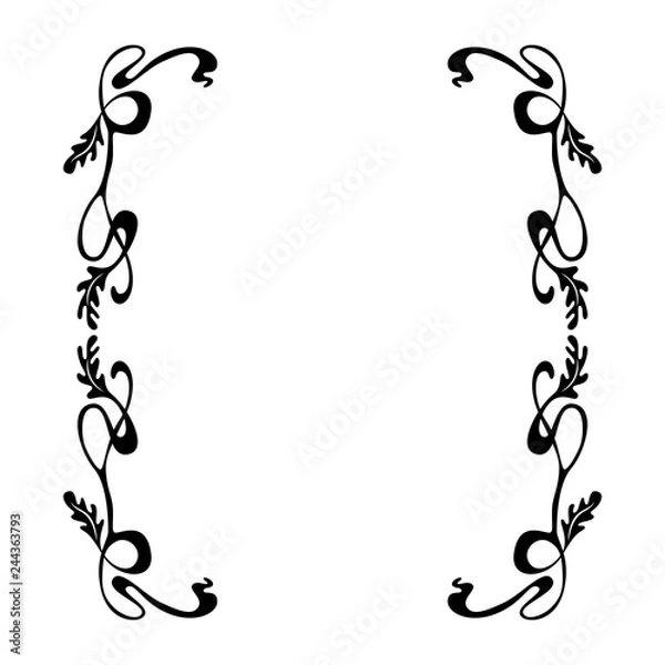 Fototapeta Empty decorative vintage  frame. Art Nouveau style ornamental border for your design