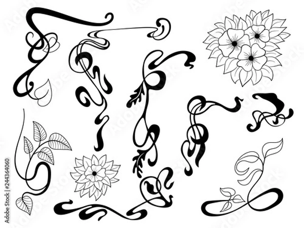 Fototapeta  Art Nouveau style ornamental element set for your design