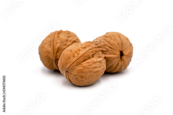 Fototapeta Walnuts isolated closeup on white background