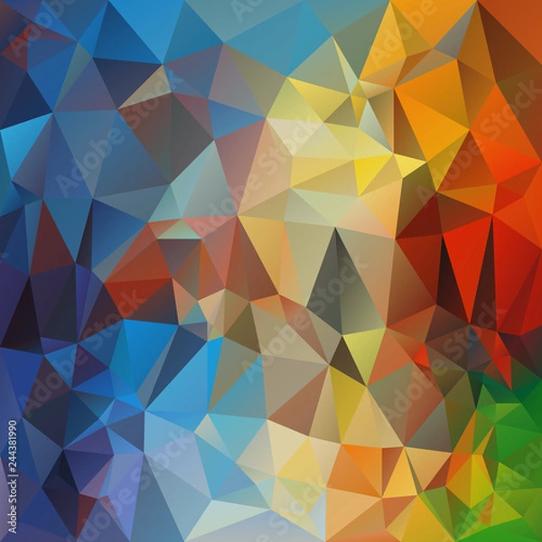 Obraz vector abstract irregular polygon background - triangle low poly pattern - full spectrum multi color rainbow - blue, orange, green, red, yellow
