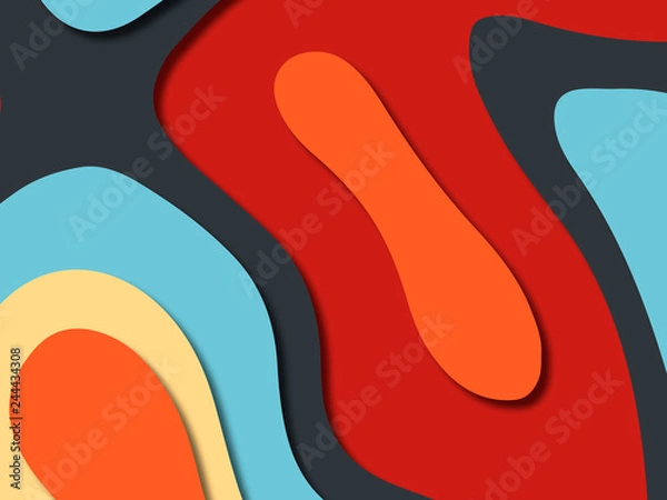Obraz 3D abstract background with paper cut shapes.Abstract paper carve template background,for book cover.Paper cut background. Abstract realistic paper decoration for design