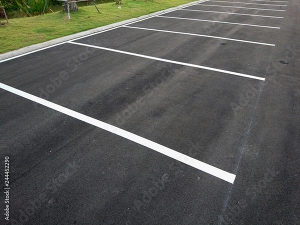 Obraz Empty parking with white marking line